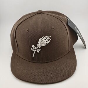 Civil Regime Flaming Rose Hat Cap Fitted Mens 7 3/8 Brown Embroidered Cotton New